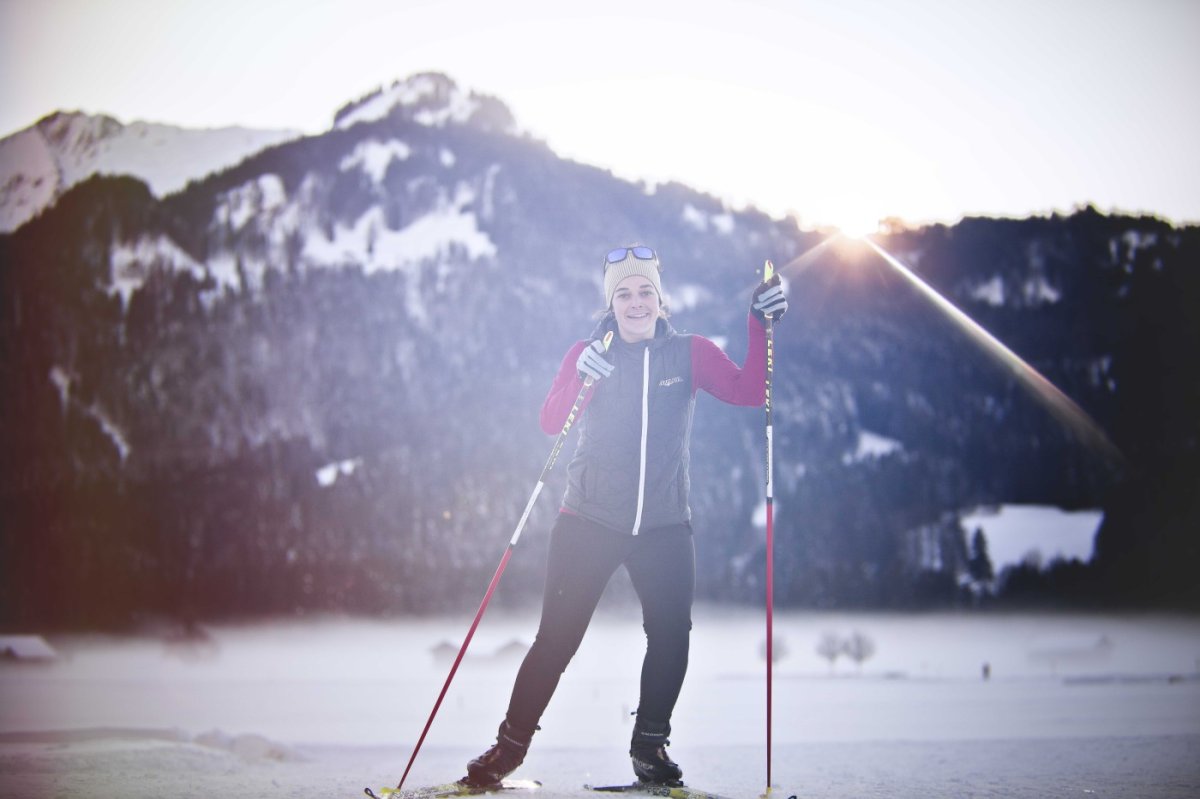 Langlaufen in der Abendsonne