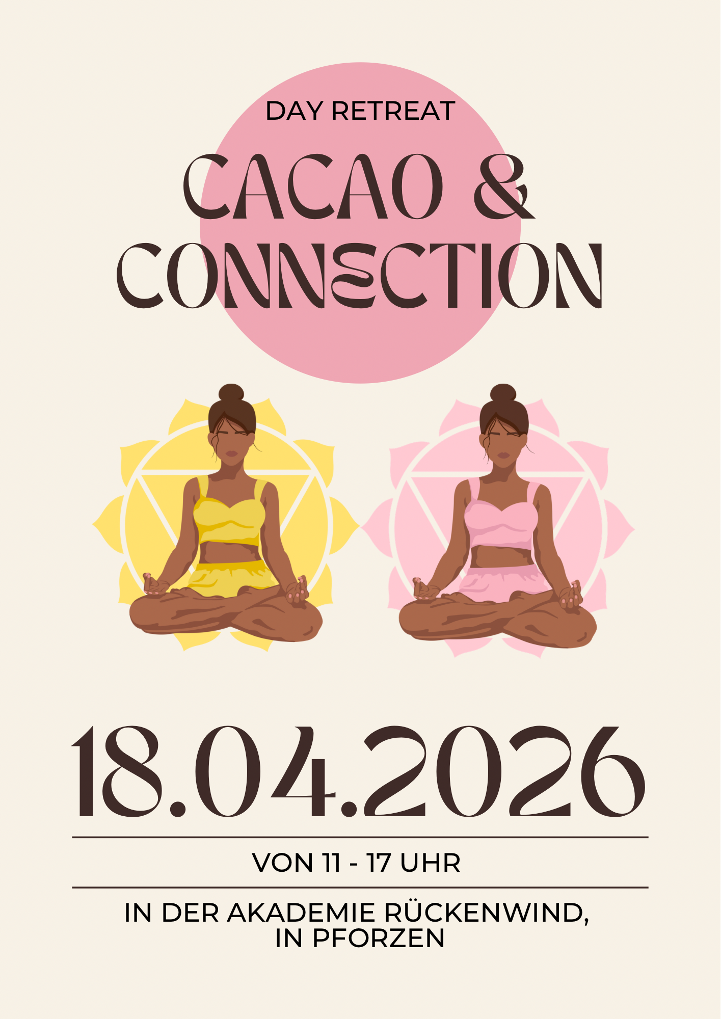Pastellorange Rosa Blau Illustrativ Yoga Kurs Flyer - 1