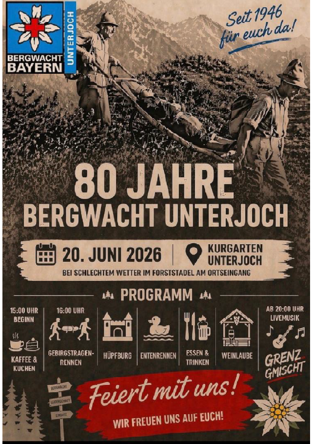 Plakat Bergwacht Unterjoch
