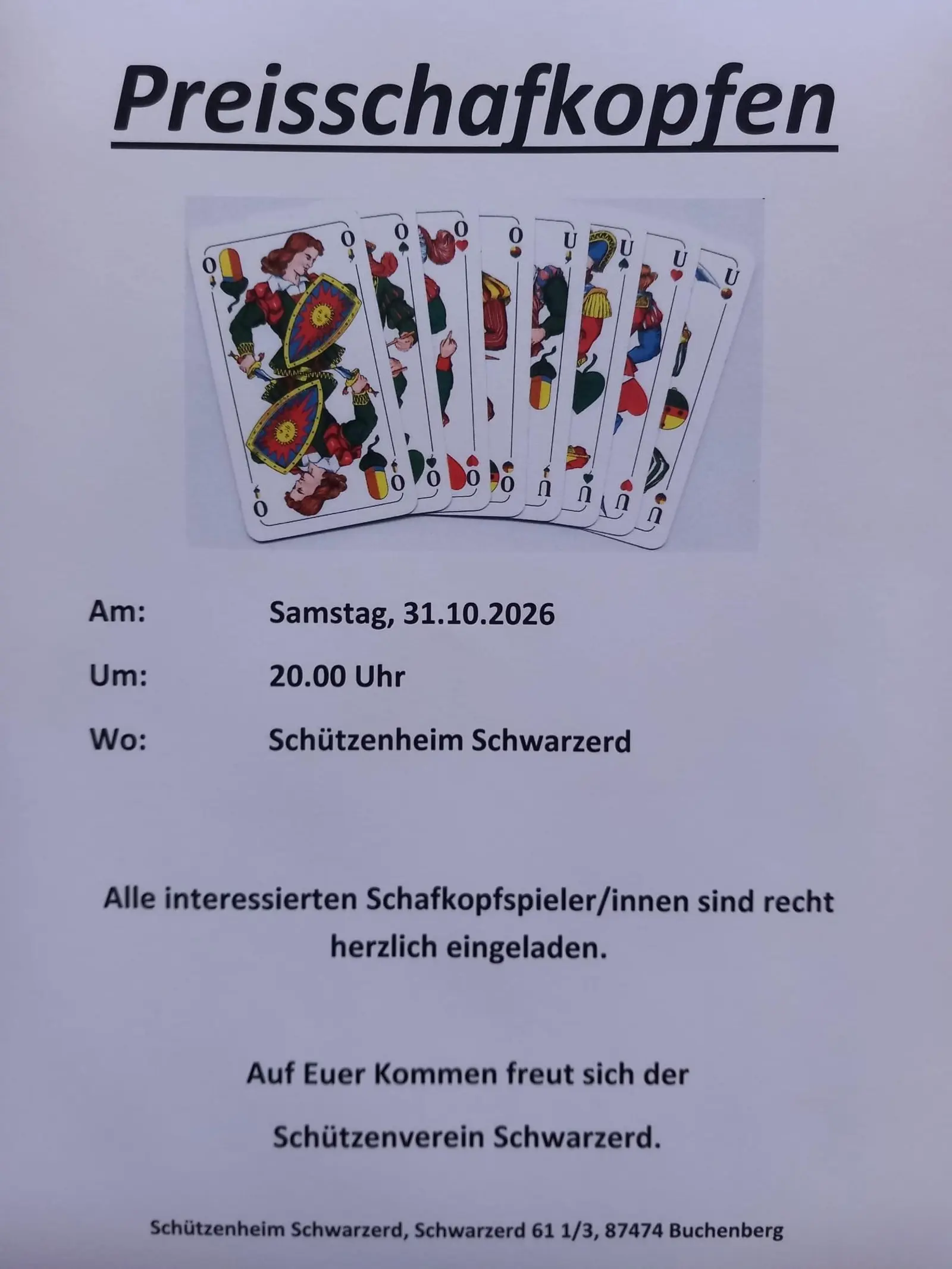 Preisschafkopfen 2026 Preisschafkopfen 2026
