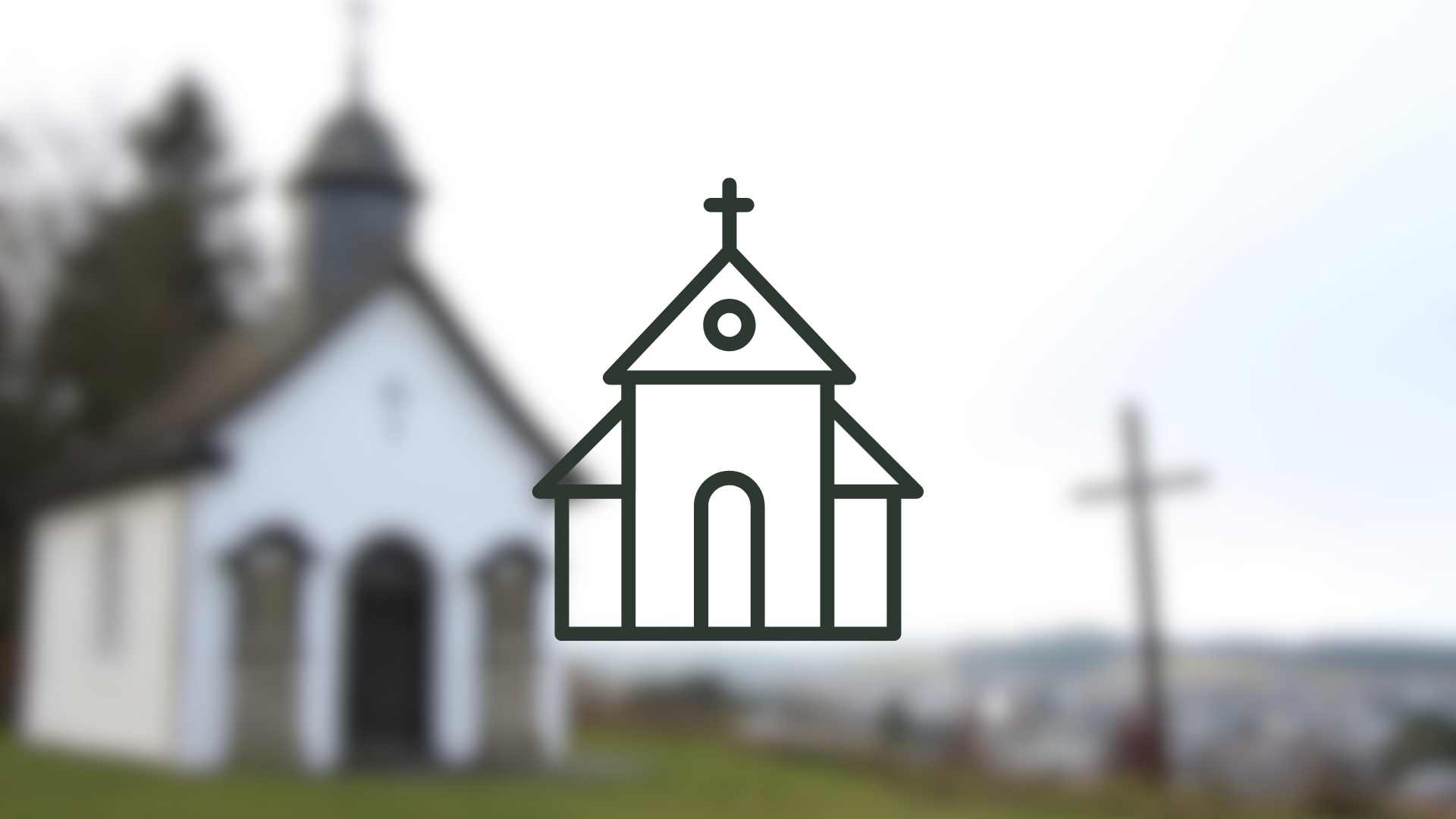 Ein verschwommenes Bild einer Kapelle mit der Zeichnung einer Kapelle im Vordergrund. Dieses Bild dient als Symbolbild für Kapellen.